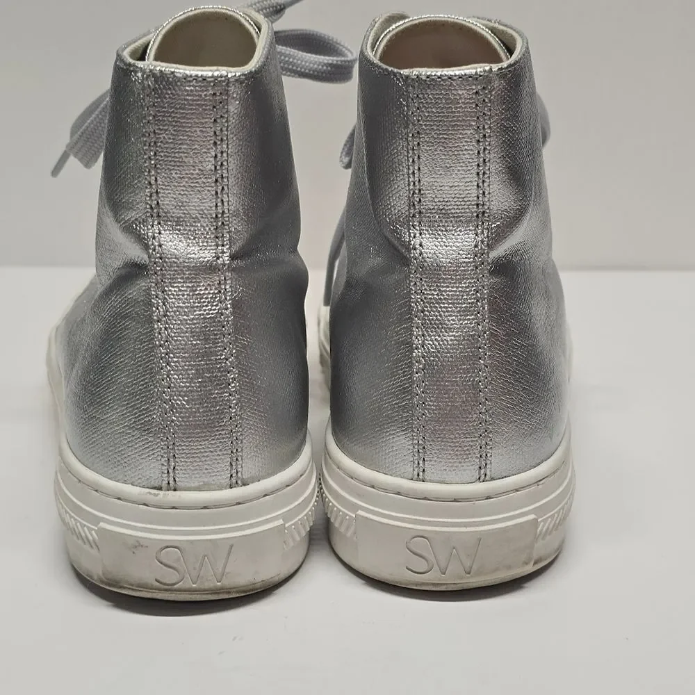 Stuart Weitzman Ollie High-top Silver sneaker boots Women's 8